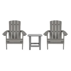Emma And Oliver Three Piece Hammond Adirondack Style Conversation Set With Two Chairs And Matching Side Table For Indoor And Outdoor Use -Home office GUEST 5ce216ab 76b1 49b9 a5bd f8038216a237