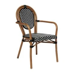 Emma & Oliver Colmar Indoor/Outdoor Stacking Thonet Bistro Style Chair With Arms, PE Rattan Seat And Finished Metal Frame -Home office GUEST 5d45e212 fd26 4230 816d fad2ae6ae35a