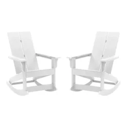 Emma And Oliver Set Of 2 Modern All-Weather Poly Resin Adirondack Rocking Chairs For Indoor/Outdoor Use -Home office GUEST 5d6b3b36 10fb 4ea9 b5ea 3f9386f0d892