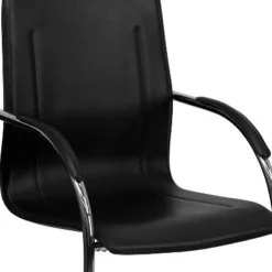 Emma And Oliver 4 Pack Black Vinyl Side Reception Chair W/ Chrome Sled Base - Lobby & Guest Seating -Home office GUEST 5ec4a425 3943 4d3b 8e00 80c75e573180