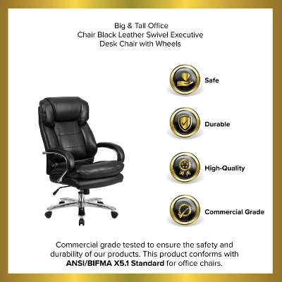 Emma And Oliver 24/7 500 Lb. Big & Tall Executive Swivel Ergonomic Office Chair With Loop Arms 10 Emma And Oliver 24/7 500 Lb. Big & Tall Executive Swivel Ergonomic Office Chair With Loop Arms - Image 10
