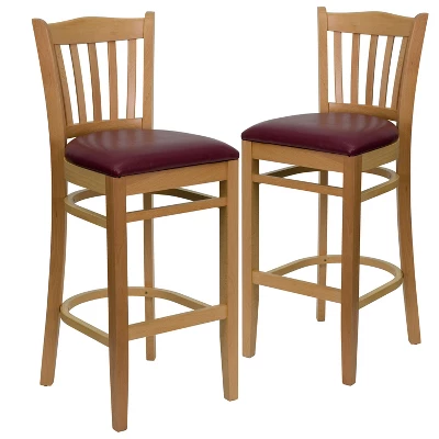 Emma And Oliver 2 Pack Vertical Slat Back Wooden Restaurant Barstool 6 Emma And Oliver 2 Pack Vertical Slat Back Wooden Restaurant Barstool - Image 6