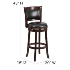 Emma And Oliver 29"H Panel Back Cappuccino Wood Swivel Seat Barstool -Home office GUEST 601cccc4 741b 4439 8bfb cc5ccd975659