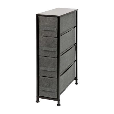 Emma And Oliver 4 Drawer Vertical Slim Storage Dresser-Wood Top & Fabric Pull Drawers 10 Emma And Oliver 4 Drawer Vertical Slim Storage Dresser-Wood Top & Fabric Pull Drawers - Image 10