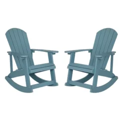 Emma And Oliver Set Of 2 Marcy Classic All-Weather Poly Resin Rocking Adirondack Chairs With Stainless Steel Hardware For Year Round Use -Home office GUEST 625551f5 a5a8 41c1 97ee e1d02aeedcc8