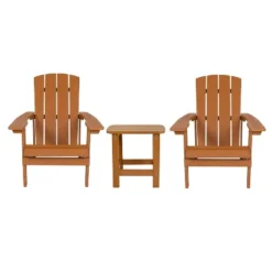 Emma And Oliver Three Piece Hammond Adirondack Style Conversation Set With Two Chairs And Matching Side Table For Indoor And Outdoor Use -Home office GUEST 6264f409 e83b 47bd b3c8 84b7226cd36d