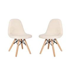 Emma And Oliver Set Of 2 Children's Dorset Faux Shearling Accent Chairs With Beechwood Legs For Bedroom, Play Room And More -Home office GUEST 63238b9f f503 4263 ae24 79e891534d47
