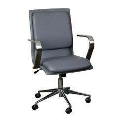 Emma And Oliver Modern Upholstered Mid-Back Home Office Chair With Arms And 5 Star Base -Home office GUEST 63494c0b 0efc 4a26 b9ab 1a15d667e483