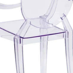 Emma And Oliver 4 Pack Oval Back Ghost Chair - Arms In Transparent Crystal - Stackable Side Chair -Home office GUEST 642e8819 0f0c 4dd0 9cf4 0516ae118080