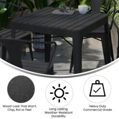 Emma And Oliver Modern 5 Piece Weather And Rust Resistant Black Steel And Polyresin Patio Set With Table & 4 Chairs Indoor And Outdoor Use -Home office GUEST 6442f150 7ad5 437f 9c00 423dd49c7655