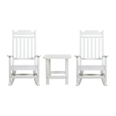 Emma And Oliver Set Of 2 Indoor/Outdoor Poly Resin Rocking Chairs With Side Table 12 Emma And Oliver Set Of 2 Indoor/Outdoor Poly Resin Rocking Chairs With Side Table - Image 12