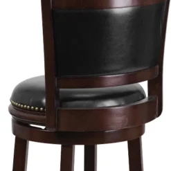 Emma And Oliver 29"H Panel Back Cappuccino Wood Swivel Seat Barstool -Home office GUEST 64ab085c b045 4b3d abb4 271738a8c1a3