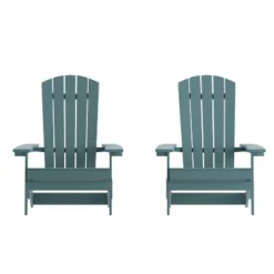 Emma And Oliver Set Of 2 Indoor/Outdoor Poly Resin Folding Adirondack Chairs, All-Weather Chairs For Porch, Patio, Or Sunroom -Home office GUEST 64e51ff8 e268 4006 af79 dfc0c756ea1d
