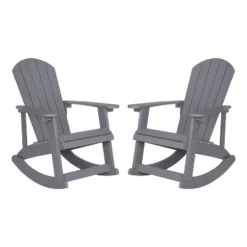 Emma And Oliver Set Of 2 Marcy Classic All-Weather Poly Resin Rocking Adirondack Chairs With Stainless Steel Hardware For Year Round Use -Home office GUEST 653f31c0 11c7 44f9 8d63 7bebd6fdba0e