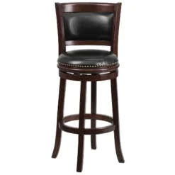 Emma And Oliver 29"H Panel Back Cappuccino Wood Swivel Seat Barstool -Home office GUEST 66d6ca63 9a10 477f 84bd f2ae170cee4a