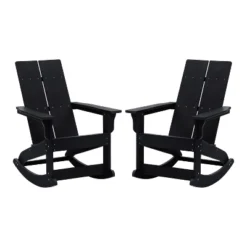 Emma And Oliver Set Of 2 Modern All-Weather Poly Resin Adirondack Rocking Chairs For Indoor/Outdoor Use -Home office GUEST 67032fca bed9 455e 91bf d55ba3236739