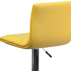 Emma And Oliver Yellow Vinyl Adjustable Height Barstool - Horizontal Stitch Back -Home office GUEST 670dd38d 936b 4d3d 8dba 314319811677
