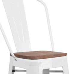 Emma And Oliver 30"H Metal Dining Barstool With Back And Square Wood Seat -Home office GUEST 67117559 0de1 4ef9 b283 ab31990c154a