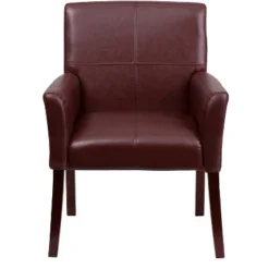 Emma And Oliver Leather Executive Side Reception Chair With Mahogany Legs -Home office GUEST 6788b906 ce2e 4cf7 b629 3a59bc458ddb