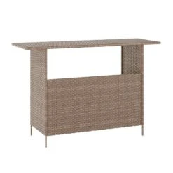 Emma And Oliver Wicker Rattan Counter Height Bar Table For Indoor/Outdoor Use With Inner Shelf And Bar Top -Home office GUEST 68abd099 5325 4540 858d ea81c4d907e6