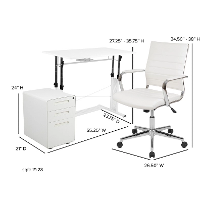 Emma And Oliver Work From Home Kit-Adjustable Desk, LeatherSoft Office Chair, Filing Cabinet 5 Emma And Oliver Work From Home Kit-Adjustable Desk, LeatherSoft Office Chair, Filing Cabinet - Image 5