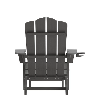 Emma And Oliver Adirondack Chair With Cup Holder And Pull Out Ottoman, All-Weather HDPE Indoor/Outdoor Lounge Chair 8 Emma And Oliver Adirondack Chair With Cup Holder And Pull Out Ottoman, All-Weather HDPE Indoor/Outdoor Lounge Chair - Image 8