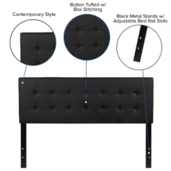 Emma And Oliver Button Tufted Upholstered Queen Size Headboard In Black Vinyl -Home office GUEST 696726e0 cb88 44fe 954c 8e080c29039e
