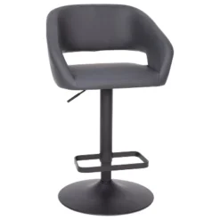 Emma And Oliver Shae Contemporary Upholstered Adjustable Height Barstool With Rounded, Cutout Mid-Back And Pedestal Base -Home office GUEST 69e37ea5 aa9e 417b b172 f73c35fd0eb1