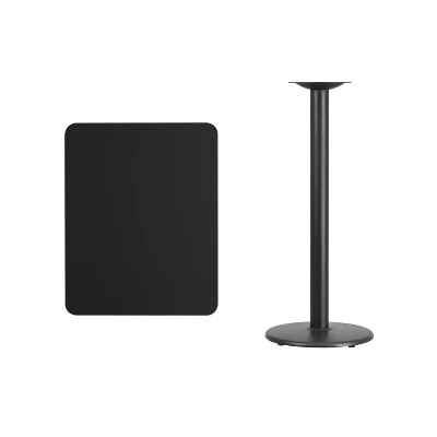 Emma And Oliver 24"x30" Rectangular Laminate Bar Table With 18" Round Base 1 Emma And Oliver 24"x30" Rectangular Laminate Bar Table With 18" Round Base