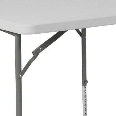 Emma And Oliver 2.79-Foot Square Height Adjustable Granite White Plastic Folding Table 4 Emma And Oliver 2.79-Foot Square Height Adjustable Granite White Plastic Folding Table - Image 4