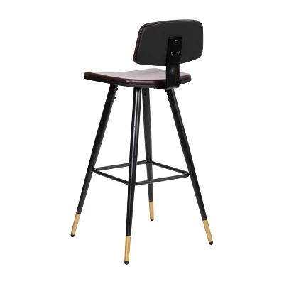 Emma And Oliver Set Of 2 Commercial Grade LeatherSoft Barstools With Gold Tipped Iron Legs 8 Emma And Oliver Set Of 2 Commercial Grade LeatherSoft Barstools With Gold Tipped Iron Legs - Image 8