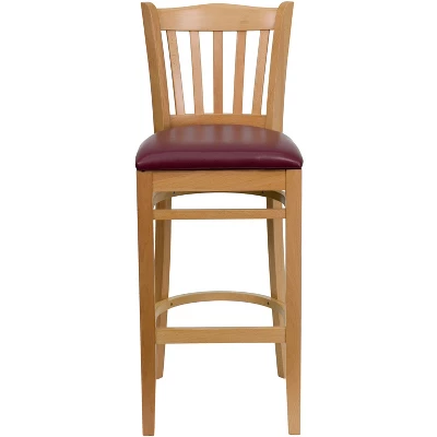 Emma And Oliver 2 Pack Vertical Slat Back Wooden Restaurant Barstool 4 Emma And Oliver 2 Pack Vertical Slat Back Wooden Restaurant Barstool - Image 4