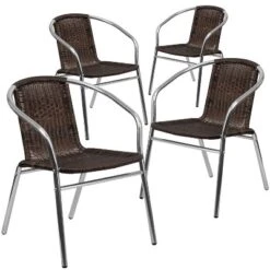 Emma And Oliver 4 Pack Aluminum And Rattan Commercial Indoor-Outdoor Restaurant Stack Chair 23 Emma And Oliver 4 Pack Aluminum And Rattan Commercial Indoor-Outdoor Restaurant Stack Chair -Home office GUEST 6debfd4f 5d12 4bc1 8b64 e2e49db101cb