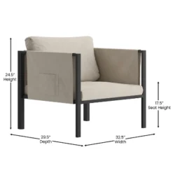 Emma And Oliver Indoor Outdoor Patio Lounge Chair, Steel Framed Club Chair With Cushions And 2 Storage Pockets -Home office GUEST 6e1cbd62 631a 4905 b303 45196aaeee9d