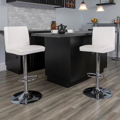 Emma And Oliver Panel Back Adjustable Height Barstool With Chrome Base 1 Emma And Oliver Panel Back Adjustable Height Barstool With Chrome Base