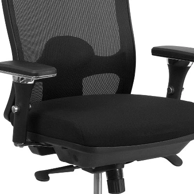 Emma And Oliver 24/7 350 Lb. Big & Tall Black Mesh Synchro-Tilt Swivel Ergonomic Office Chair 4 Emma And Oliver 24/7 350 Lb. Big & Tall Black Mesh Synchro-Tilt Swivel Ergonomic Office Chair - Image 4