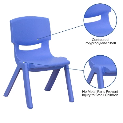 Emma And Oliver 4 Pack Plastic Stack School Chair With 12" Seat Height - Kids Chair 2 Emma And Oliver 4 Pack Plastic Stack School Chair With 12" Seat Height - Kids Chair - Image 2