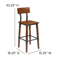 Emma And Oliver 4 Pack Commercial Grade Rustic Walnut Industrial Style Wood Dining Barstool -Home office GUEST 6fe9ac4d 0d6f 4e0f a147 57050ac54792