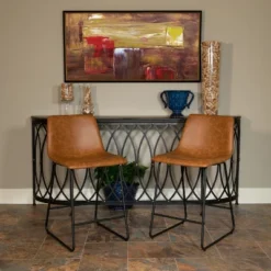 Emma And Oliver Set Of 2 Kitchen Counter Height Stool - 24 Inch LeatherSoft Barstool