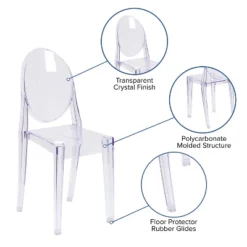 Emma And Oliver 4 Pack Ghost Side Chair In Transparent Crystal Stack Chair - Event & Accent Chair -Home office GUEST 70711f6a 4eb6 4c2f afdd be02193fb6a5