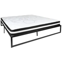Emma And Oliver 14" Platform Bed Frame & 10" Mattress In A Box - No Box Spring Required -Home office GUEST 70963b21 ca1d 455c a81a fc3fd81f5354