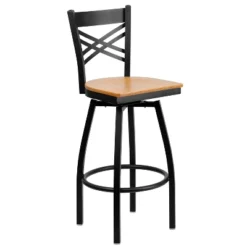 Emma And Oliver Black "X" Back Swivel Metal Restaurant Dining Barstool -Home office GUEST 70cd67a8 146e 453e aad0 9eec794aadf1