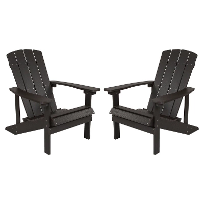 Emma And Oliver 2 Pack Outdoor All-Weather Poly Resin Wood Adirondack Chairs 17 Emma And Oliver 2 Pack Outdoor All-Weather Poly Resin Wood Adirondack Chairs - Image 17