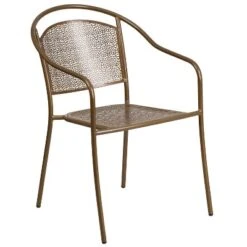 Emma And Oliver Commercial Grade 35.25" Round Gold Patio Table Set-2 Round Back Chairs -Home office GUEST 712b44cc c2df 4cc2 aa59 dc912479fba3