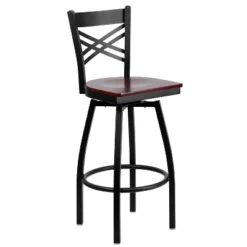 Emma And Oliver Black "X" Back Swivel Metal Restaurant Dining Barstool -Home office GUEST 71febcb1 813e 4dbc 91af 1d3969db4b5c