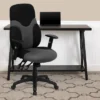 Emma And Oliver High Back Ergonomic Black/Gray Mesh Swivel Task Office Chair W/ Adjustable Arms