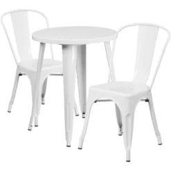 Emma And Oliver Commercial Grade 24" Round Metal Indoor-Outdoor Table Set With 2 Cafe Chairs -Home office GUEST 72dd4a8a 70b9 43ca b43b 57c35be4ba43