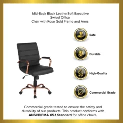 Emma And Oliver Mid-Back Executive Swivel Office Chair With Metal Frame And Arms 28 Emma And Oliver Mid-Back Executive Swivel Office Chair With Metal Frame And Arms -Home office GUEST 73aae0da c3ca 46c8 991a 9f5ef43c9f9b