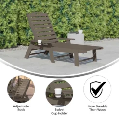 Emma And Oliver Poly Resin Adjustable Adirondack Lounger With Swivel Cup Holder For Indoor/Outdoor Use -Home office GUEST 740beff3 2f7c 4a76 ae36 de4b66b3d50d