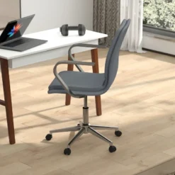 Emma And Oliver Modern Upholstered Mid-Back Home Office Chair With Arms And 5 Star Base -Home office GUEST 75fc04c1 fcd1 4134 bd65 fc1b92bbef41